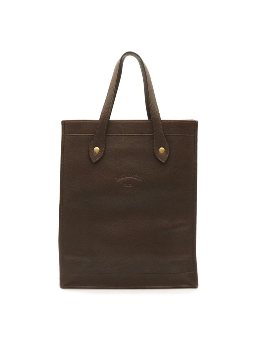 Hermes Vintage Logo Tote Shoulder Bag Leather Dark Brown Gold